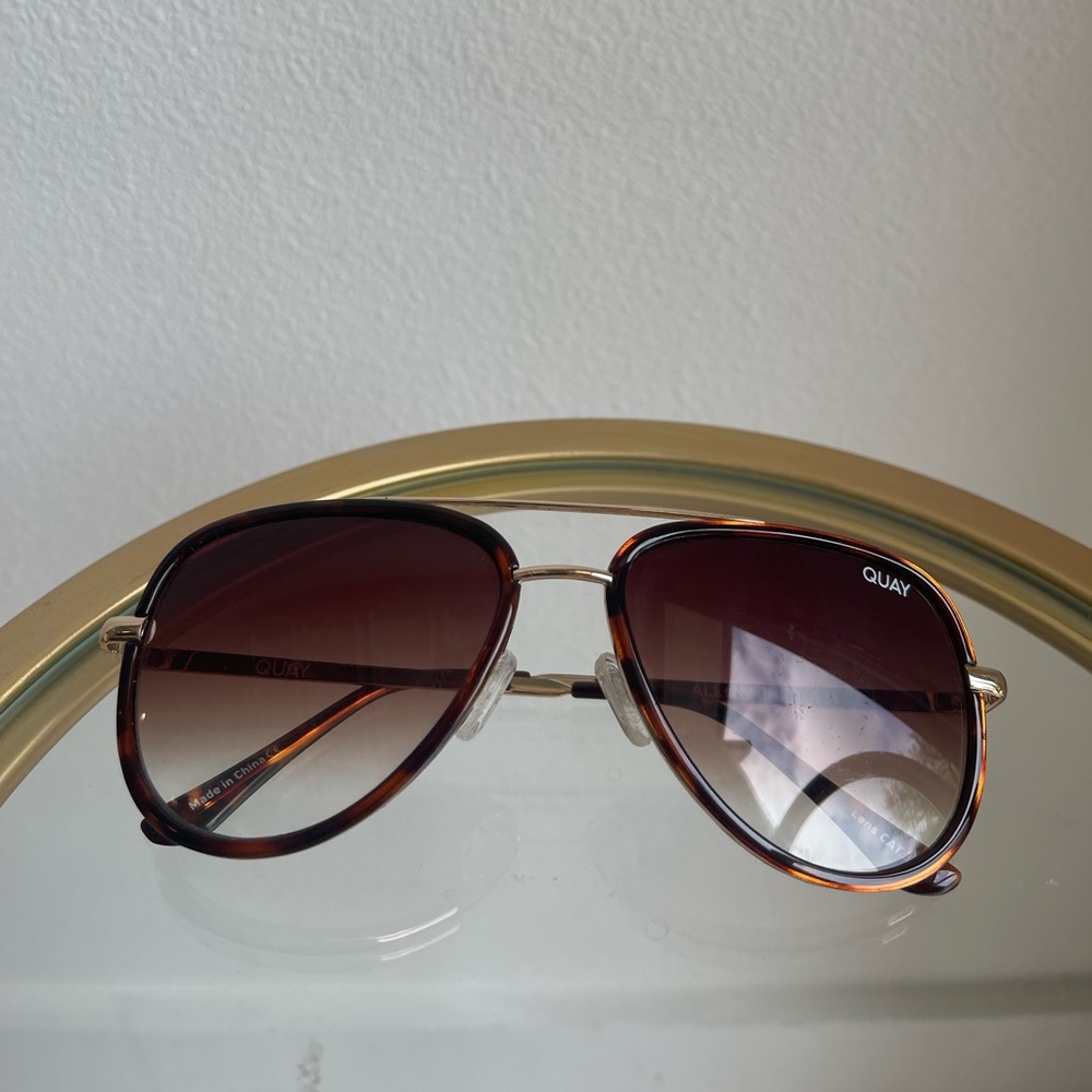 Quay “All In” Smoke Polarized Tortoiseshell aviator sunglasses